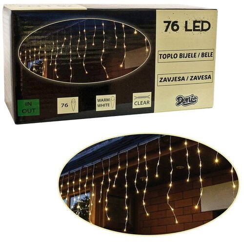  76 LED, zavjesa, 2x0,5 m, funkcije, toplo bijelo svjetlo Cene