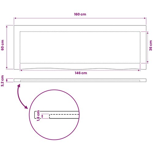  Pravokutni stolni vrh 160 x 50 x 3,2 cm Pravokutni Slike
