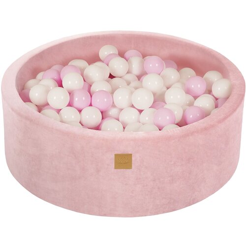 MeowBaby Bazen z žogicami, 90x30 cm z 200 žogicami, žamet, pudrasto roza: bela/pastelno roza, (21295176) Cene