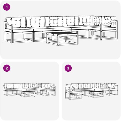  Set vanjskih sofa 7 kom. Bijela i krem Poliester Slike
