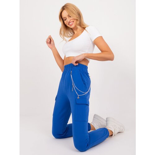 Fashion Hunters Cobalt blue sweatpants with an elastic waistband Slike
