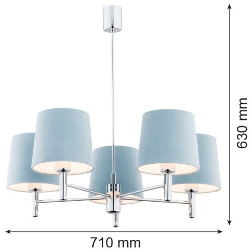  Argon 2076 - Luster na &amp;scaron;ipci BOLZANO 5xE27/15W/230V plava Slike