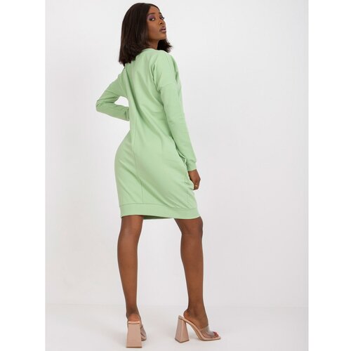 Fashion Hunters Basic pistachio sweatshirt dress with pockets Slike