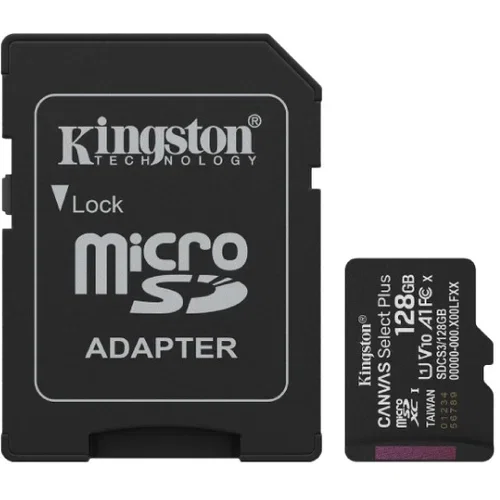 Kingston Technology 128GB microSDXC Canvas Select Plus Gen3 150MB /s A1 Card + Adapter