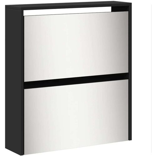 VidaXL omarica za čevlje z ogledalom 5-nadstropna črna 63x17x169,5 cm Slike