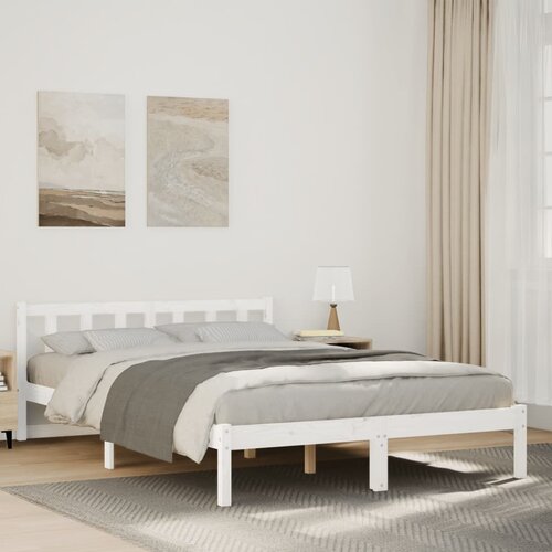 VidaXL Dugi okvir kreveta bez madraca bijeli 160 x 210 cm od borovine Slike