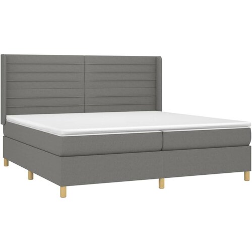  Krevet box spring s madracem LED tamnosivi 200x200 cm tkanina Slike