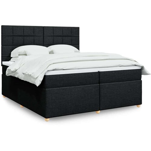 VidaXL Krevet s oprugama i madracem crni 200x200 cm od tkanine Slike