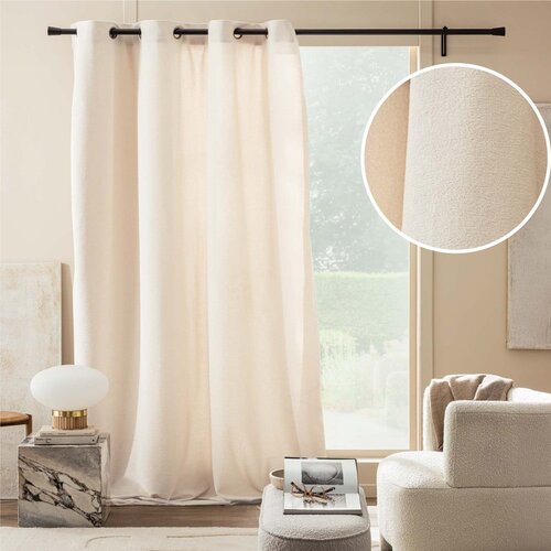Douceur d int&amp;eacute;rieur Kremno bela boucl&amp;eacute; zavesa 140x260 cm Winona &amp;ndash; Slike