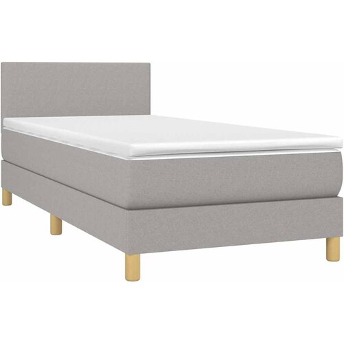  Krevet box spring s madracem LED svjetlosivi 100x200 cm tkanina Slike