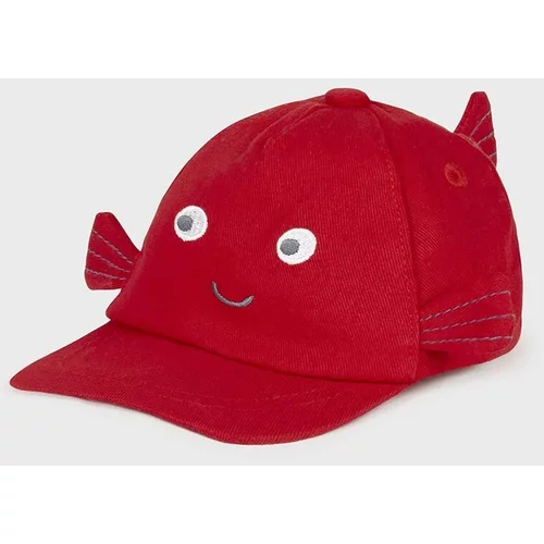 Mayoral Newborn Pamučna kapa sa šiltom za bebe boja: crvena, s tiskom