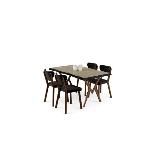 Hanah home trpezarijski set, 5 dijelova, crni Cijene