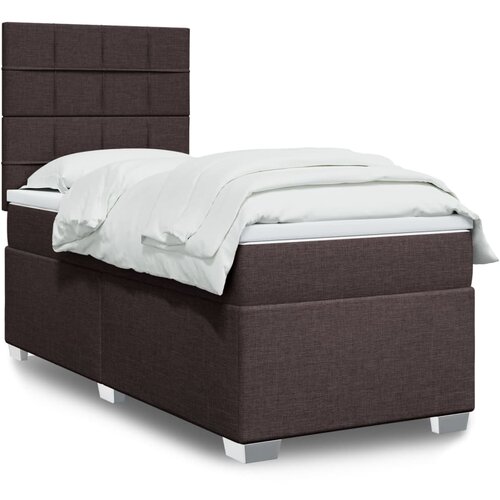 VidaXL Krevet s oprugama i madracem tamnosmeđi 90 x 200 cm od tkanine Slike