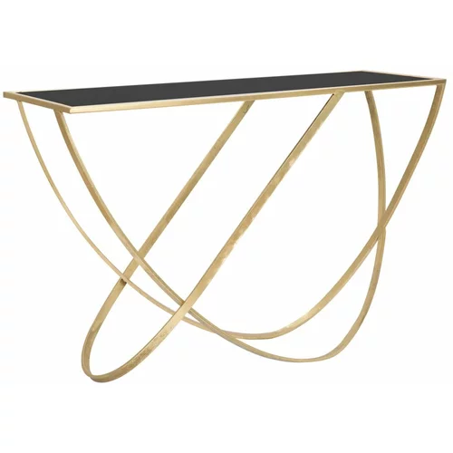 Mauro Ferretti Črna/zlata stranska mizica s stekleno mizno ploščo 40x120 cm Ring –