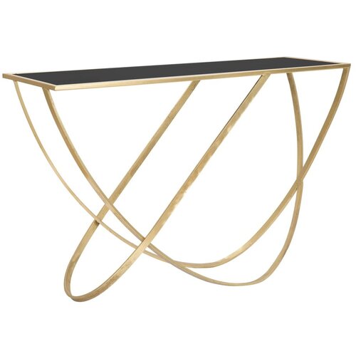 Mauro Ferretti Crni/u zlatnoj boji pomoćni stol sa staklenom pločom stola 40x120 cm Ring – Cijene