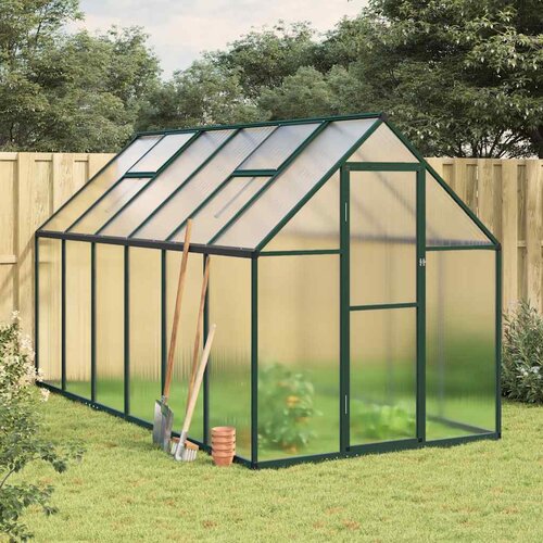 VidaXL Rastlinjak z okvirjem zelen 334x169x195 cm aluminij Slike