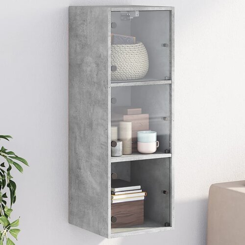 VidaXL Stranska omarica s steklenimi vrati betonsko siva 35x37x100 cm Slike
