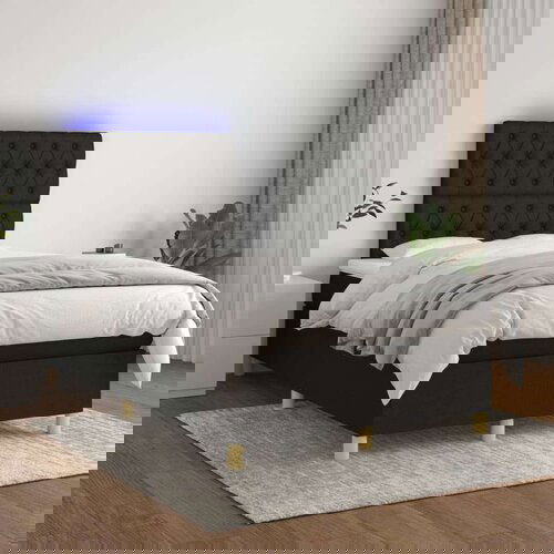  Box spring postelja z vzmetnico LED črna 120x200 cm blago, (20790331) Slike