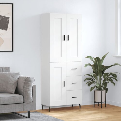  Visoka komoda bijela 69,5x34x180 cm konstruirano drvo Slike
