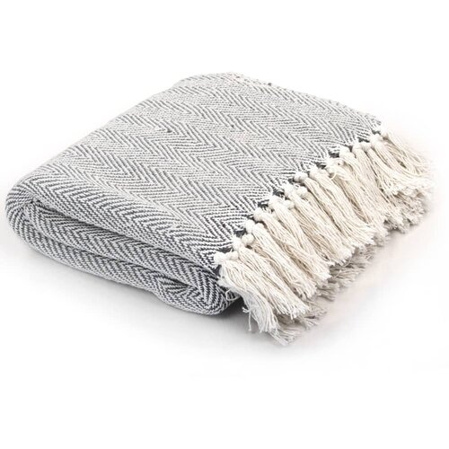 vidaXL Pregrinjalo iz bombaža ribja kost 125x150 cm sivo Cene