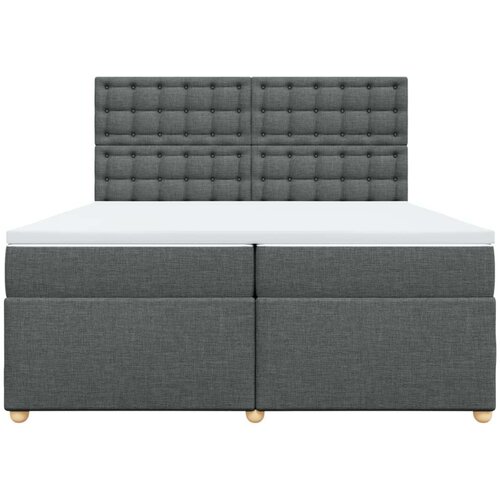 VidaXL Krevet s oprugama i madracem tamnosivi 200 x 200 cm od tkanine Slike