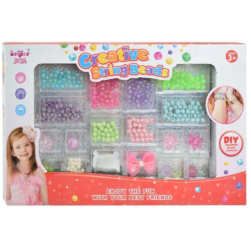 Magic Toys creative stringbeads: set biserov za izdelavo nakita 200+ barvnih biserov in medaljonov outlet Cene