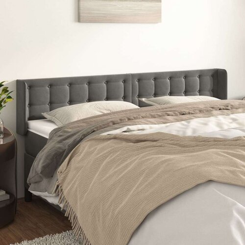  Vzglavje z u&amp;scaron;esi temno sivo 203x16x78/88 cm žamet, (20793061) Slike
