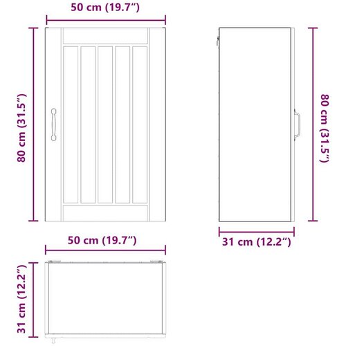 VidaXL zidni kuhinjski ormarić zidne dimljeni hrast 50 x 31 x 80 cm Slike