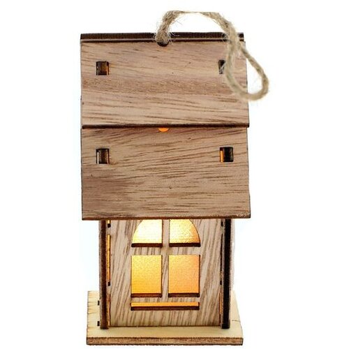  Drveni božićni LED ukras Lampion kućica 8x5,5x11 cm Slike