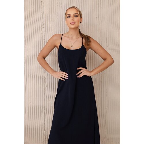 Kesi Włoski Long dress with straps navy blue Slike