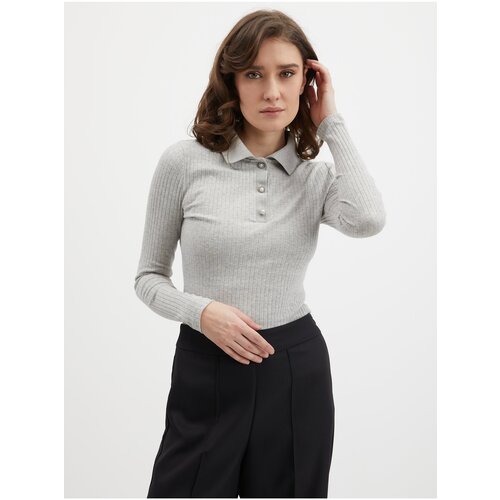 Orsay Light Grey Womens Lined Polo T-Shirt - Women Cene