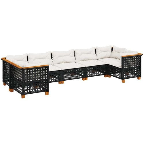  7-dijelni set vrtnih sofa od poliratana s jastucima crni Crna 63.5 x 63.5 x 62 cm Slike