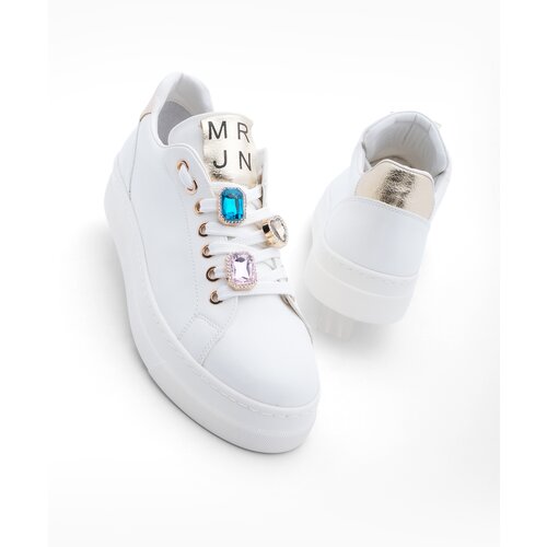 Marjin women's sneaker high sole stone sports shoes ozmet white Slike