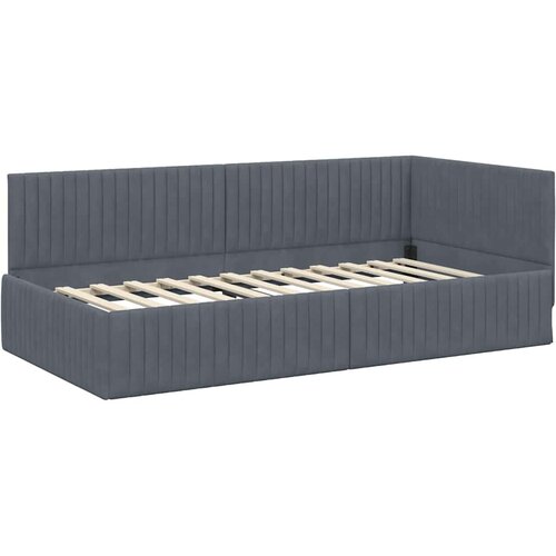  Kutni krevetni okvir s madracem 2 kom. Tamnosiva 100 x 200 cm Slike