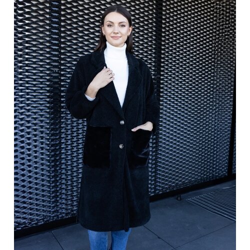 Gemre Long black coat with plush pockets Badra Slike