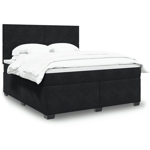 vidaXL Box spring postelja z vzmetnico črna 180x200 cm žamet Cene