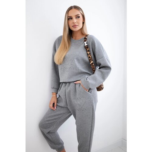 Kesi Włoski Viscose set Amour sweatshirt + pants grey Slike