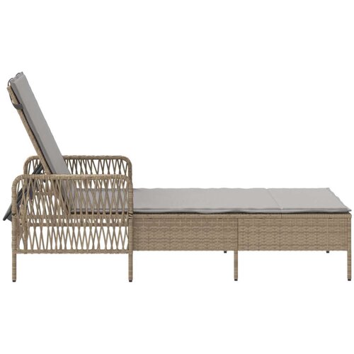 VidaXL Ležaljka na suncu Bež i svijetlosiva PE ratan 157 x 55 x 92 cm Slike