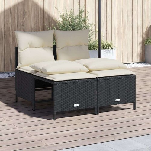  4-dijelni set vrtnih sofa od poliratana s jastucima crni Slike