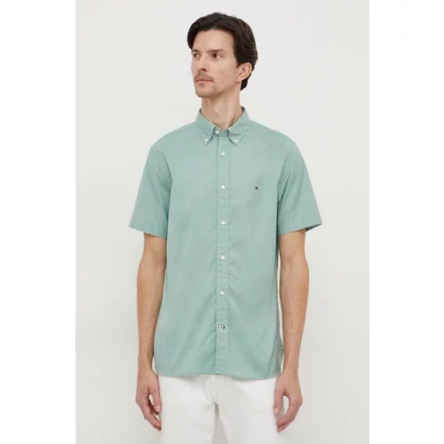 Tommy Hilfiger Bombažna srajca moška, zelena barva
