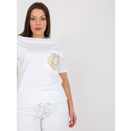 Fashion Hunters Plus size white cotton blouse with pocket Slike