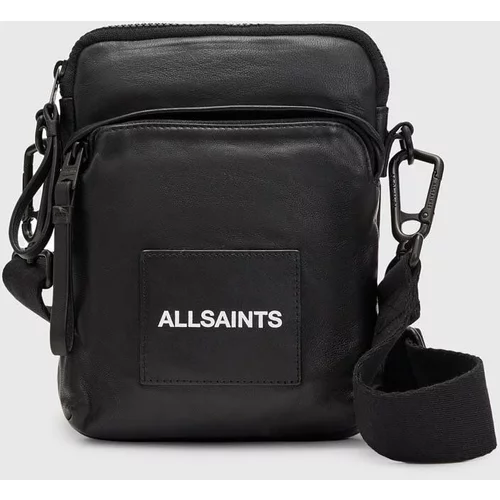 AllSaints Usnjena torbica za okoli pasu Falcon črna barva