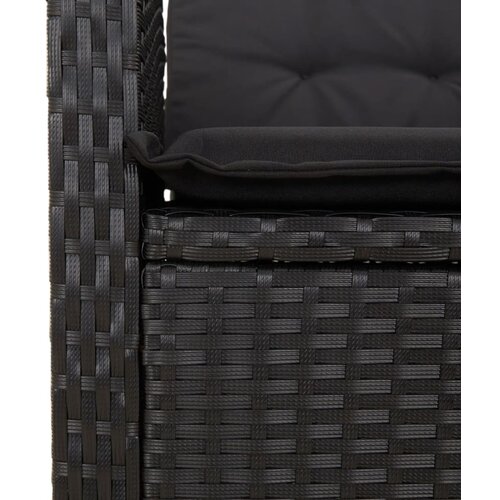  3-dijelni vrtni blagovaonski set s jastucima od poliratana crni Crna Dužina stola 90 cm Slike
