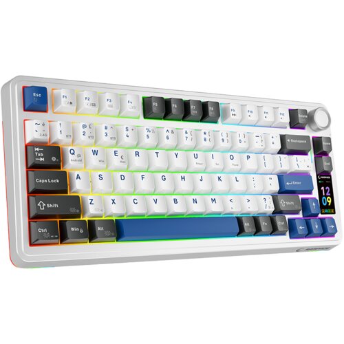  Tastatura gaming RAMPAGE QUELL PRO screen White Hot Swap 2.4g Bt Wireless RGB Gasket Oil Switch English Layout PBT KeyCaps Mecha Cijene