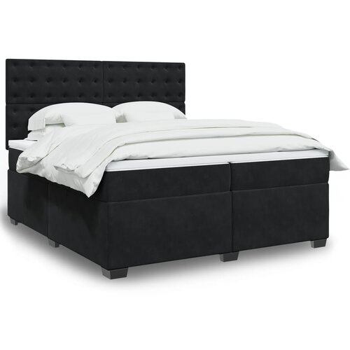  The Living Store Box spring postelja z vzmetnico črna 200x200 cm žamet - Box Spring Postelja, (21488422) Cene