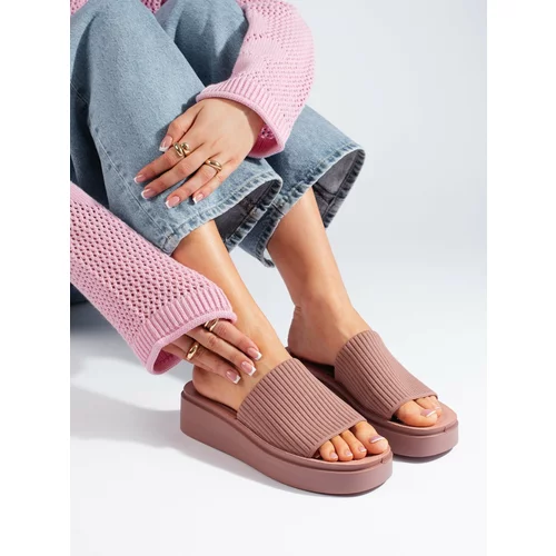 SERGIO LEONE Women's pink wedge flip-flops
