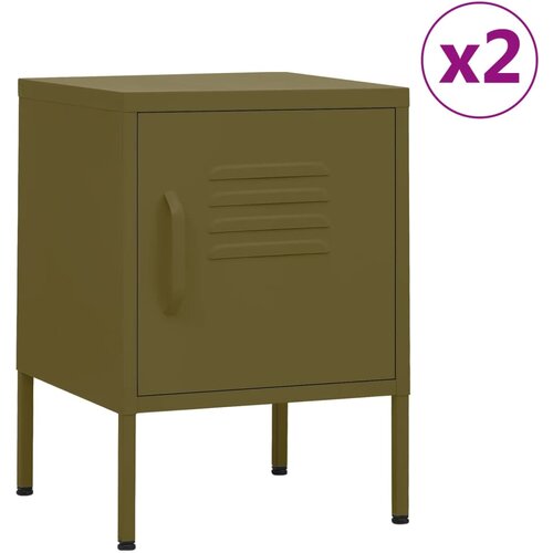 The Living Store Nočne omarice 2 kosa olivno zelene 35x35x51 cm jeklo - Nočna Omarica, (21432120) Slike
