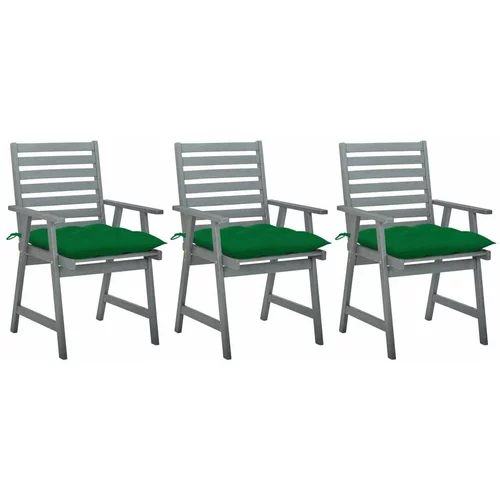  Zunanji jedilni stoli z blazinami 3 kosi trden akacijev les, (20661451)