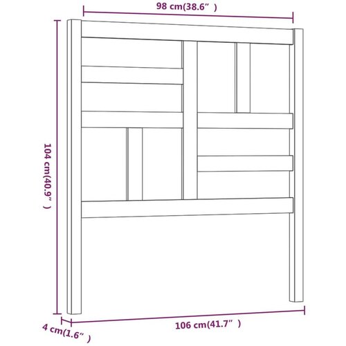  Uzglavlje za krevet sivo 106 x 4 x 104 cm od masivne borovine Slike