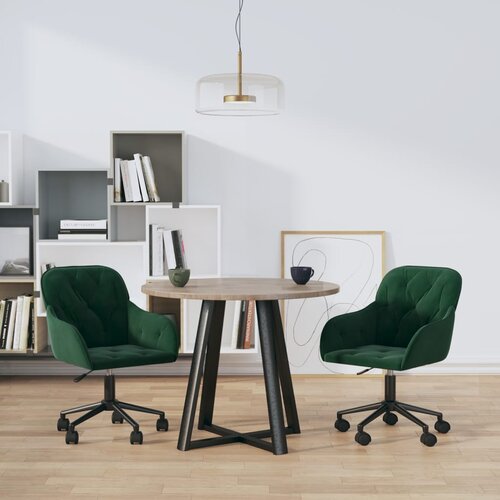 The Living Store Vrtljiv jedilni stol 2 kosa temno zelen žamet - Jedilni Stol, (21495489) Cene